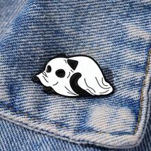 Ghost Cat Enamel Brooch Pin Fashion Decorative Brooches Ornaments Lapel Bag Badges Jewelry Gifts - Black and White - View 4