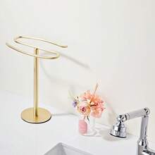 Matte Black Hand Towel Holder Stand, Free-Standing Towel Rack, SUS304 Stainless Steel Towel Bar Rack Stand, Tower Bar For Bathroom Kitchen Vanity Countertop… - Brushed Gold - View 2