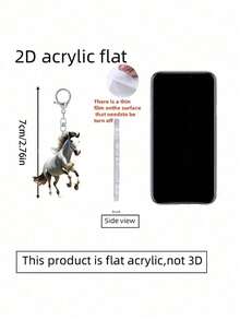 1pc White Horse Acrylic Pendant,Acrylic Keychain , Backpack Pendant, Bag Accessories,2D Flat Pendant,Multifunctional Accessories For Car Keys, Acrylic Decoration Car Pendant,Cute Horse Cartoon Family Keychain Bag Decoration ,Lobster Buckle Pendant,The Perfect Gift For Horse Lovers,Birthday Gift,Perfect For Car Keys, Backpacks - Multicolor - View 10