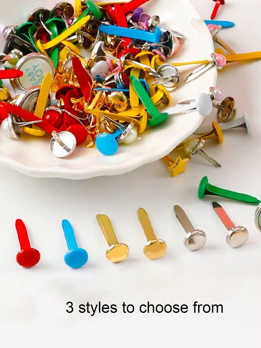 Two-Pronged Fasteners, Spurious Fasteners, Claw Fasteners, Forked Two-Pronged Fasteners, Two-Pronged Fasteners, Colored Paper Braided Fasteners, For Strong Connections Of Scrapbooks, DIY Materials, Photos, Cards - Easy To Install, Durable, Versatile,Reusable, Perfect For Back-To-School Season, Crafts,Make Great Gifts For Family,Friends. - Multicolor - View 1