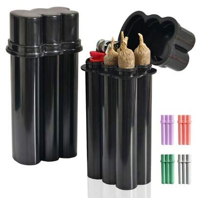 4 Hole Extra Large Pre-Rolled Tapered Holder Box, Regular Size Cigarette And Extra Large Cigarette Box, Small Container Lighter Box, 1-1/4 Size Pre-Rolled Smoking Accessories, Layer 4 Cigarette Slots And Moisture-Proof Design Portable Lighter Storage Rack