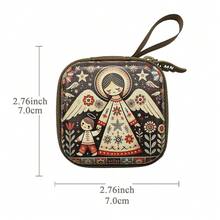 Bolsa de almacenamiento con cremallera para rosario portátil de la Virgen María, artículos religiosos elegantes, caja de joyería cristiana con dibujos animados para devotos, decoración de habitación, 7x7cm - Multicolor - Ver 19