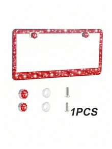 1pc/2pcs Shiny Rhinestone License Plate Frame - Sparkling Crystal Inlaid Stainless Steel Frame With Sequin Screw Caps | Long-Lasting Shine, Unobstructed Design | Fashionable Diamond Car Accessory, Suitable For Men And Women - Style a - View 20