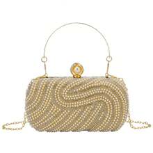 Gets Womens Pearl Clutch Purse Beaded Evening Handbag With Chain Bridal Wedding Party Bag Luxury Elegant Small Bag Formal Occasion Accessories Fashionable Chic Design - Vàng - Xem 1