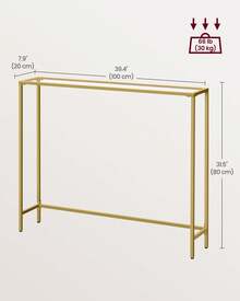 Console Table, Entrance Table, Sofa End, Tempered Glass Table Top, Easy Assembly, Adjustable Legs, For Living Room, Entryway, Hallway, Light Gold And Transparent - Gold - View 5