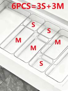 Bộ 6/7/8/10 hộp đựng đồ trong suốt có ngăn kéo - Hộp chia ngăn để đựng đồ trang điểm, văn phòng phẩm và các vật dụng linh tinh. - Trong sáng - Xem 7