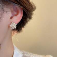 Andkiss 5对优雅水晶花瓣和油滴心形吊坠耳环套装 - 白色 - 查看 8