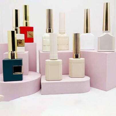 1pc Glass Nail Polish Empty Bottle - With Brush, Refillable, Suitable For Foundation, Concealer And Other Cosmetic Containers, Convenient For Carrying Out, Applicable For Nail Salons And DIY Nail Art Projects, Easy To Apply And Store Nail Polish And Gel