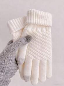 Winter New Arrivals: Pineapple Pattern Touch Screen Knitted Full-Finger Warm Thick Jacquard Wool Gloves, Christmas Accessories, Winter Gloves