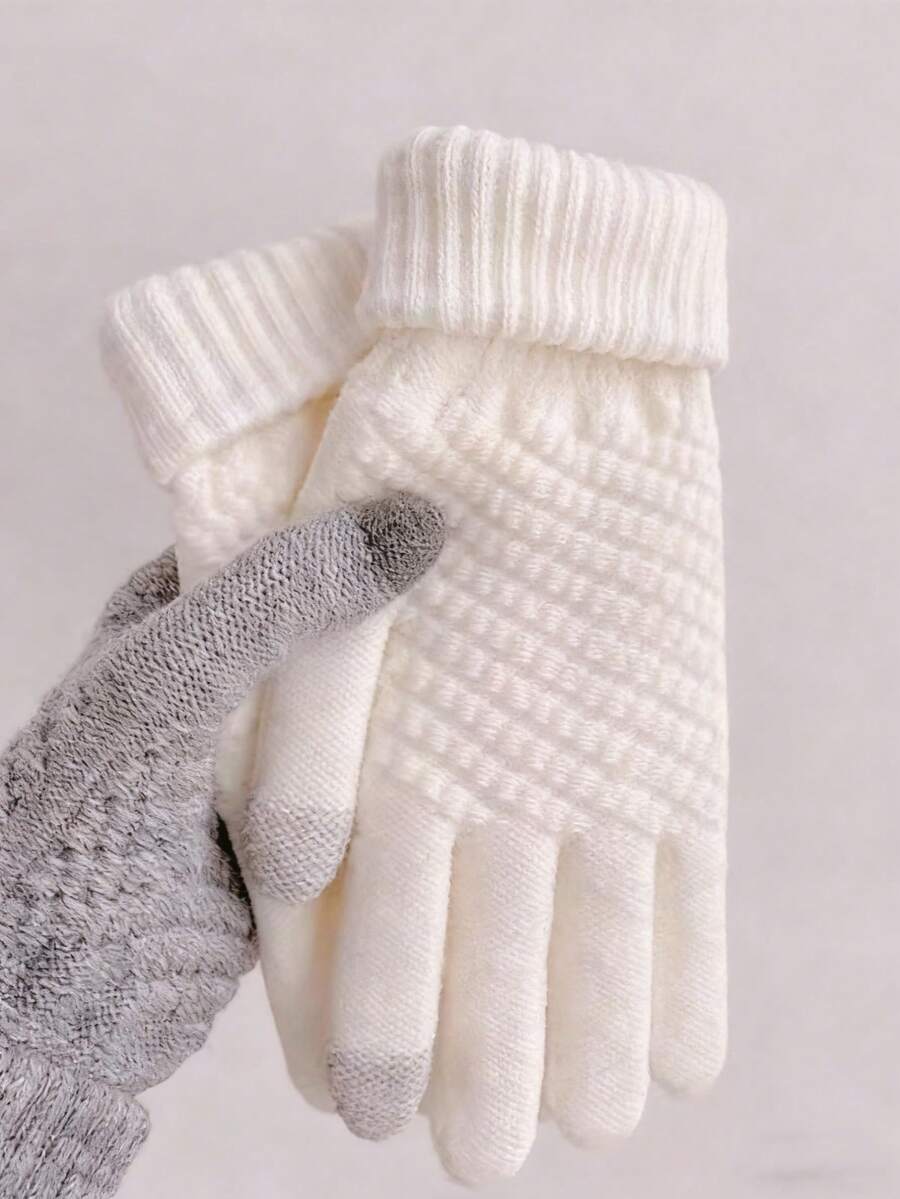 Winter New Arrivals: Pineapple Pattern Touch Screen Knitted Full-Finger Warm Thick Jacquard Wool Gloves, Christmas Accessories, Winter Gloves