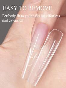 150片/240片/300片多层美甲延长模具，椭圆形和梯形指甲模具，无需纸衬，专业美甲工具套装，全尺寸带收纳盒，纤薄设计，经久耐用，适用于女士杏仁形和梯形指甲延长，女士美甲套装 - 無色 - 查看 7