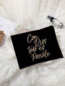 基督教主题帆布手提袋,时尚“Con Dios Todo Es Posible”(在上帝面前,万事皆有可能)帆布手提袋,可重复使用印花手提袋,女士双提手购物书包,大容量单肩包,休闲手提袋,圣诞节收纳袋 - 彩色 - 查看 15