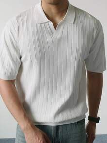 男士翻领短袖针织衫 - 白色 - 查看 1