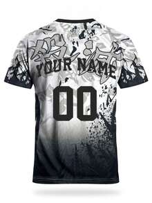 定制运动球衣，足球衫，可DIY姓名、号码和队徽，日本男士足球球衣和日本青少年圆领舒适运动T恤，日式图案印花，适合观看日本比赛、足球训练、日常锻炼、聚会和休闲T恤礼品，具有日本足球迷的纪念价值。 - 白色 - 查看 4