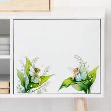 Contemporary Lily-Of-The-Valley Wall Stickers With Green Foliage & Fairy- Removable PVC Decals For Floors/Walls/Cabinets/Switchs - Self-Adhesive For Home Decor (Easy Install) - Multicolor - View 4