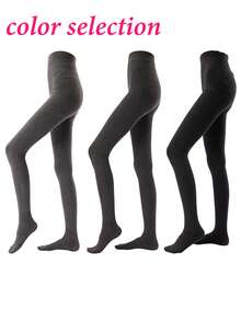 1pc 120G Flockless Gray Leggings For Women, High Waist Slimming Opaque Tights, Warm Footless Pants To Wear With Skirts, Autumn/Winter - Multicolor - View 2