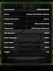 POEDAGAR 男士时尚休闲旋转表圈日期石英腕表，尼龙皮表带，小秒针表盘设计，防水夜光，高端男士日常佩戴腕表，男士理想礼物 - 綠色 - 查看 10