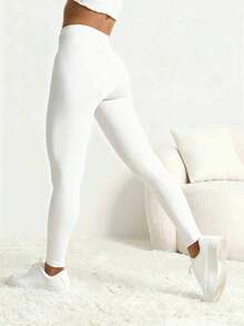 Women's High Waist Elastic Slimming Yoga Pants, Casual Daily Fitness Leggings For Summer