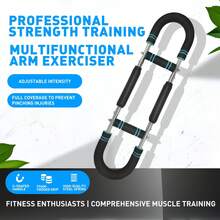 Arm Trainer , 60-110lb Adjustable Chest Exercise Equipment, Men's Arm Strength Trainer, Portable Spring Resistance Power Bar, For Home Workout Equipment Hand Grip Strengthener Non-Slip Grip Gym Stuff Essential For Halloween - Mint Blue - View 2