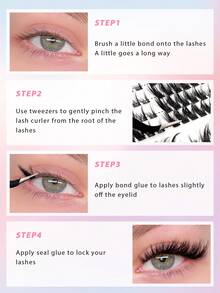168pcs C-Curl Thick & Dense DIY Eyelash Extension Lashes, Thick Cat Eye Lashes, Thin Lashes, 8-16mm Eyelash Extension Lashes - 黑色 - 查看 8