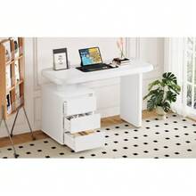 Modern Desk 117*50*74 Cm – White Lacquered Finish, Cloud Shape, 3 Drawers, Reinforced Top And Legs, Rounded Curves, Stable, Fully Lacquered Desk, French Style - White - View 9
