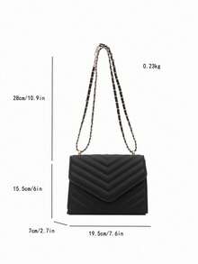 Women's Solid Color Pearl Chain New Niche Design Influencer Fashion Chain Shoulder Crossbody Bag, Ins Versatile Small Square Bag, High Gloss Embossed Solid Color Mini Chain Shoulder Bag - Black - View 6