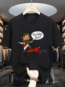 Funny Jesus T-Shirt - You Mad Bro?Christian Funny Graphic Tee With Red Demon - Black Shirt & Bible Reference (Matthew 5:43) - Soft Everyday Casual Church Party Apparel - Machine Washable Religious Humor Top For Adults, Humorous Clothing, Playful Print, Durable Fabric, Statement Top, Faithbased Comedy - Black - View 1