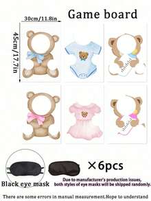 Bộ trò chơi "Cho tôi ăn" dành cho tiệc mừng em bé (12 món/6 món), bao gồm bảng trò chơi và bịt mắt, thích hợp cho tiệc cô dâu, tiệc tiết lộ giới tính, cũng có thể dùng làm đồ trang trí tiệc. - Nhiều màu - Xem 9