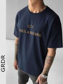 GRDR Men's Fashionable Printed Round Neck Short Sleeve T-Shirt, Suitable For Outdoor Casual Wear - Navy Blue - View 3