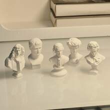 1pc Small Sculpture Decoration, Nordic Character Sculpture Ornaments, David Plaster/Mozart/Beethoven/Moliere/Agrippa/Statue, Artistic Portrait, Creative Living Room Bookshelf Home Decoration - White - View 9