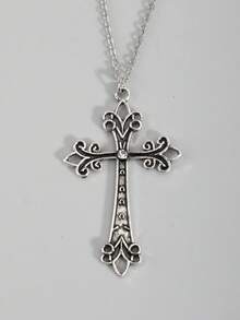 Dây chuyền thánh giá Gothic cổ điển, dây chuyền nữ phong cách Y2K, dây chuyền bạc thép không gỉ - Bạc - Xem 1