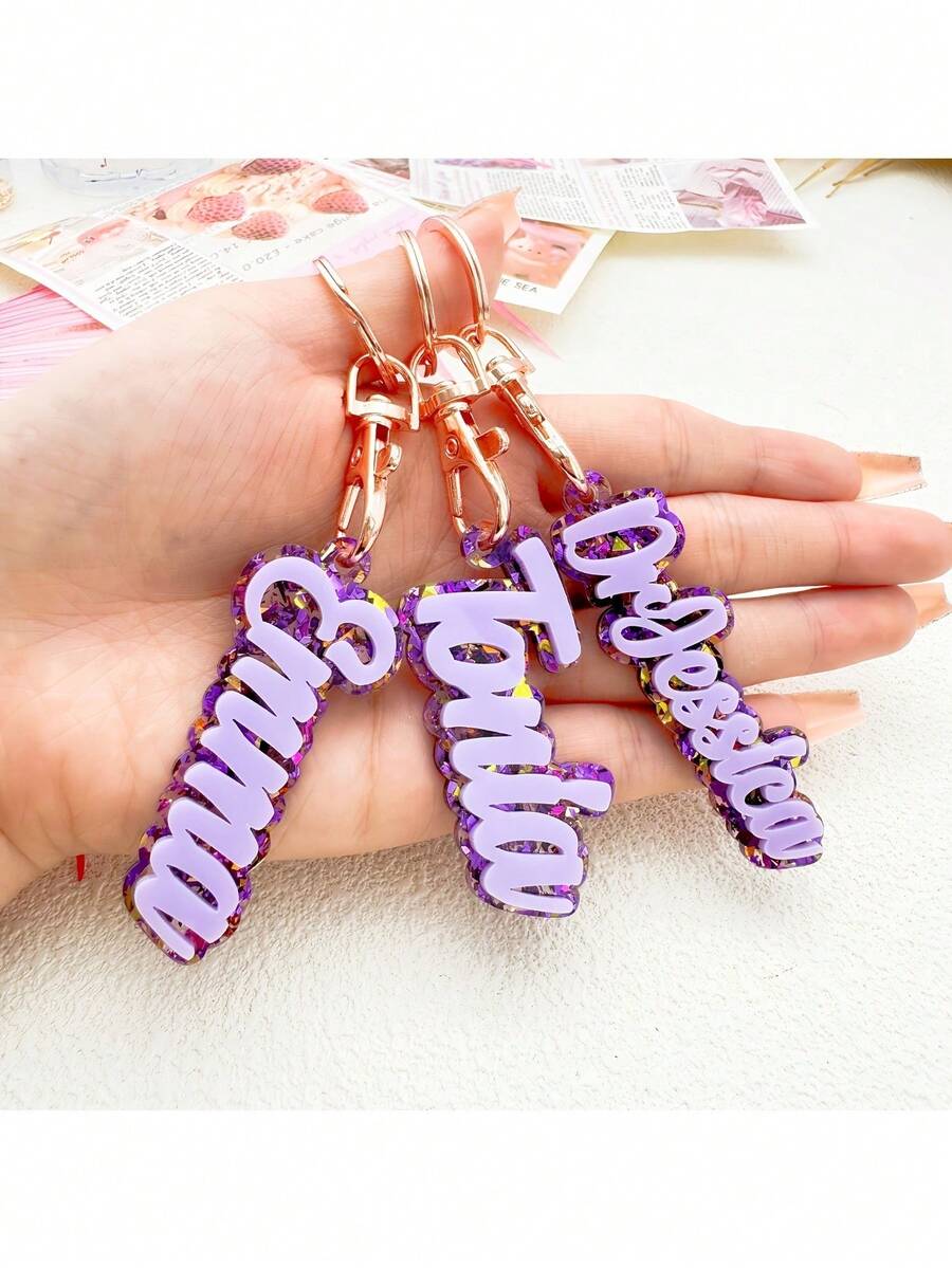 Personalized Name And Date Keychain - Women's Custom Birthday/Anniversary Gift, Elegant Blue And Rose Gold Decor - Durable Acrylic Keychain With Key Ring - Backpack, Wallet Charm - Anniversary, Birthday Gift For Her, Wife, Girlfriend - Personalized Text Memento, Backpack Decor, Shiny Design, High-Quality Surface Finish, Couple Accessory