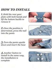 Valentine's Day This Jeans Decorative Buckle Is So Exquisite! Taking The Flower Shape As The Design Element, The White Petals Are Matched With Shiny Decorations, Which Is Full Of Delicacy. The Metal Connection Part Is Strong And Durable, And It Is Easy To Install. With A Light Buckle, It Can Help You Adjust The Waistline Of Jeans And Also Add A Sweet And Romantic Atmosphere To Your Outfit. It Is Very Suitable For Both Daily Streetwear And Dating. - 彩色 - 查看 4