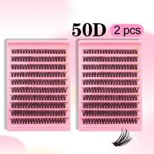 Waloshow 批发价 200 件睫毛簇，10D 20D 30D 40D 50D 80D 100D 俄罗斯 DD 卷曲假睫毛套装 - 0.07 毫米厚度，自然蓬松超厚混合款式，D 卷曲，长度 6-15 毫米，适合初学者的自粘式可重复使用睫毛延长