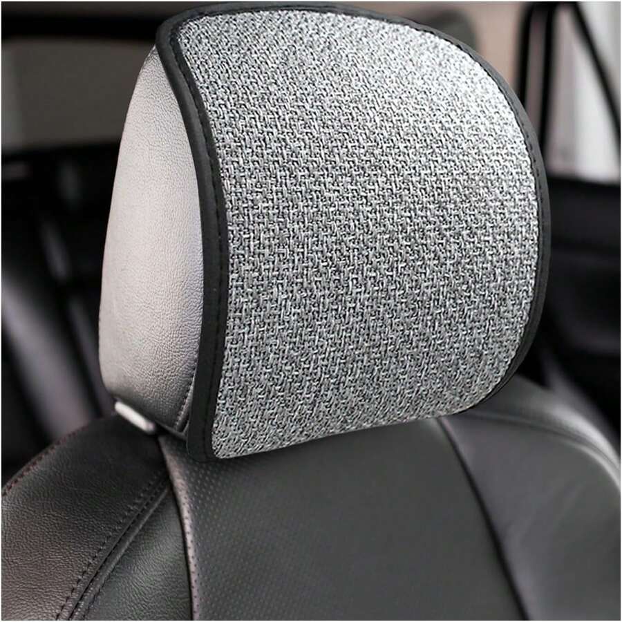 2 fundas para reposacabezas de asiento de coche, transpirable, flexible, para reposacabezas de automóvil, almohadilla acogedora para invierno, con correas elásticas, protector de reposacabezas a - Beige, sudadera - Ver 1