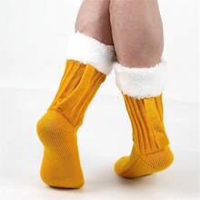 1 Pair Men's Winter Mid-Calf Socks, Beer Mug Novelty Knit Design, Soft & Skin-Friendly, Non-Slip, Multi-Functional Indoor Sleeping Socks - Multicolor - View 4