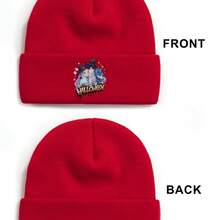 Halloween Witch Cat Magic Party Knitted Hat - Unisex Snug Fit Lightweight Acrylic Beanie With Witches, Bats & Cauldrons Graphic, Machine Washable & Orange Design For Teens & Adults, Casual & Themed Events (Halloween Costume Accessory) - Heather Grey - View 5