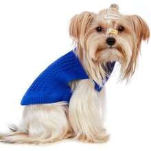 Suéter de cuello alto de punto, sin mangas, ropa de gato, ropa cálida de invierno, para gatos o perros pequeños en temporada fría (S, )(XS Azul) - Multicolor - Ver 6