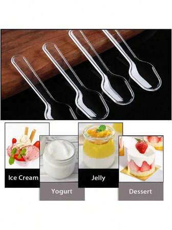 100-1000 piezas Cucharitas de plástico transparente mini, cucharas para helado, postre, café, servir en fiestas, adecuadas para bodas, festivales, reuniones, pasteles, postres, café y ensaladas de frutas, para fiestas de Halloween o Navidad