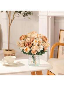 1/80pcs Romantic Silk Peony Hydrangea Bouquet, Artificial Flower With Plastic Center, Suitable For Spring/Autumn Wedding Vase Arrangement, Mother's/Father's Day, Holiday, Birthday, Party, Wedding, Room, Home, Kitchen, Bedroom, Living Room, Dining Table Decor, Bridal Bouquet, Outdoor Garden Decor - Champagne - View 9
