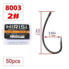 Hirisi 50 Pieces High Carbon Stainless Steel Coating Barbed Carp Fishing Hooks With Eye 8003 Fishing Accessories - Black - View 12