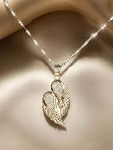 1pc Angel Wings Pendant Necklace, Fashion Jewelry Gift Suitable For Men And Women, Elegant For Daily Wear, Ideal For Halloween, Christmas, Teacher's Day, Holiday And Birthday Gifts