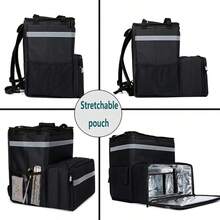 Large Meal Food Delivery Backpack Insulated Thermal Pizza Bag For Eats - Black - View 3