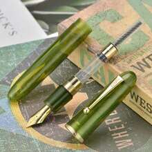 Jinhao 9019 DaDao Series Fountain Pen, Size 8 Fine Cardiogram Nib With Large Ink Converter, Transparent Olive Green Acrylic Design Smooth Writing Pen (Gold Trim) - MàuF - Xem 6