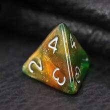 Juego de 7 dados con diseño de galaxia de estrellas en amarillo y verde - Perfecto para MTG, RPG y juegos de mesa! - Multicolor - Ver 4