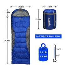 QAdult Cold Weather Sleeping Bag For Big Andamp; Tall W/T Sack - 0 Degree Waterproof 4S - như hình ảnh - Xem 2