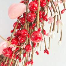 1个红粉相间的心形花环，高品质手工装饰，饰以粉色、白色和红色浆果，适合情人节、婚礼、家庭聚会、门饰、圣诞装饰、圣诞礼物或女士圣诞礼物。 - 彩色 - 查看 10
