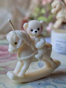 1个小熊骑摇摇马香薰蜡烛模具，DIY创意可爱小熊石膏模具，家居装饰/礼品摆件环氧树脂模具，手工铸造模具，艺术摆件粘土石膏模具 - 白色 - 查看 11