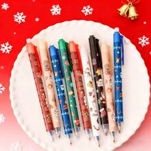 36-Piece Retractable Ballpoint Pen Set. Featuring Santa Claus And Reindeer Designs, Black Gel Ink, Perfect For Holiday Party Gifts And School Or Office Use. Christmas Pens, Christmas Theme. Student Stationery.