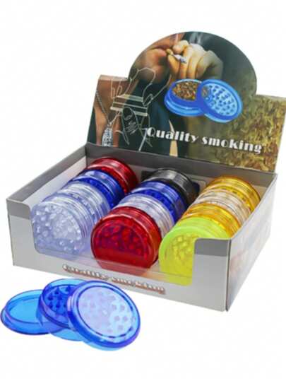 60mm Plastic Herb Grinder, Spice Grinder, Mortar And Pestle, Salt Grinder, Tobacco Flower Bud Herb Grinder, Portable 3-Part Manual Zinc Alloy Tobacco & Herb Grinder, Smoking Accessories Gift, Manual Operation Quiet Suitable For Home, Holiday Gift, Christmas Gift (Random Style)